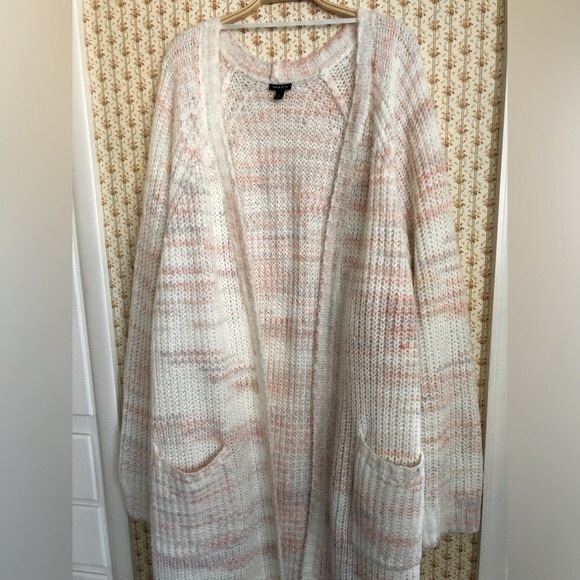 Torrid Cozy Wool Duster Cardigan in Multi Pink | 6X - Picture 3 of 5